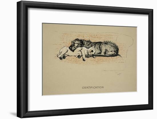 Gratification, 1930, 1st Edition of Sleeping Partners-Cecil Aldin-Framed Giclee Print