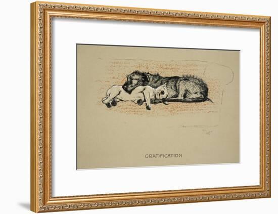 Gratification, 1930, 1st Edition of Sleeping Partners-Cecil Aldin-Framed Giclee Print