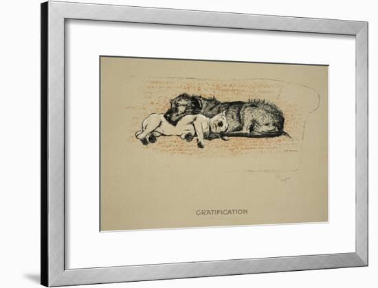 Gratification, 1930, 1st Edition of Sleeping Partners-Cecil Aldin-Framed Giclee Print