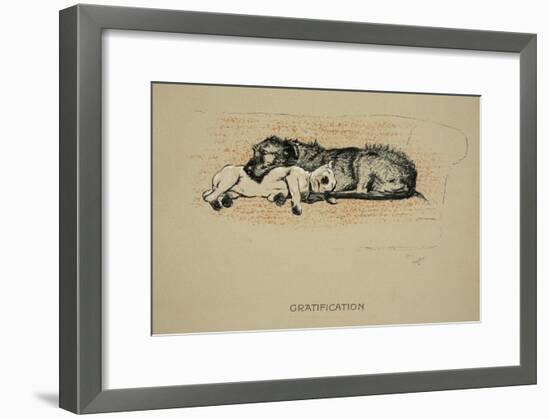 Gratification, 1930, 1st Edition of Sleeping Partners-Cecil Aldin-Framed Giclee Print