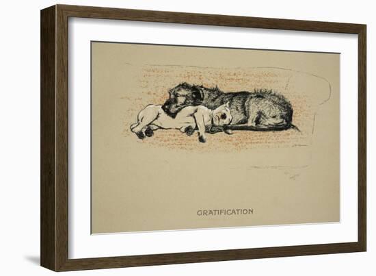 Gratification, 1930, 1st Edition of Sleeping Partners-Cecil Aldin-Framed Giclee Print