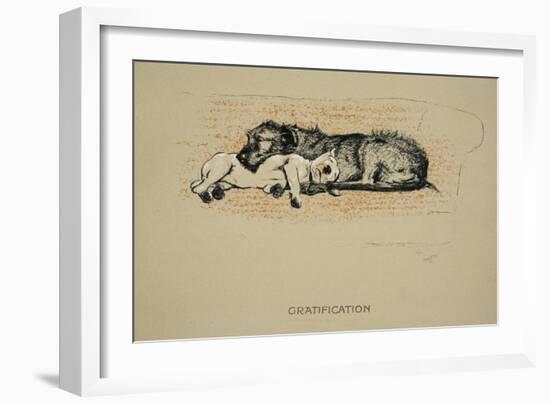 Gratification, 1930, 1st Edition of Sleeping Partners-Cecil Aldin-Framed Giclee Print