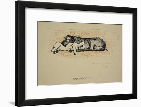 Gratification, 1930, 1st Edition of Sleeping Partners-Cecil Aldin-Framed Giclee Print