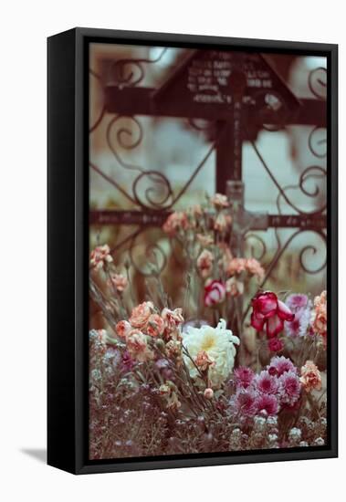 Grave with Flowers-Carolina Hernandez-Framed Premier Image Canvas