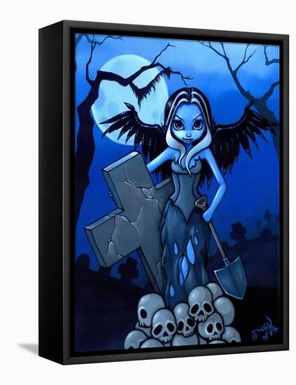 Gravedigger - a Gothic Angel-Jasmine Becket-Griffith-Framed Stretched Canvas