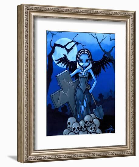 Gravedigger - a Gothic Angel-Jasmine Becket-Griffith-Framed Art Print