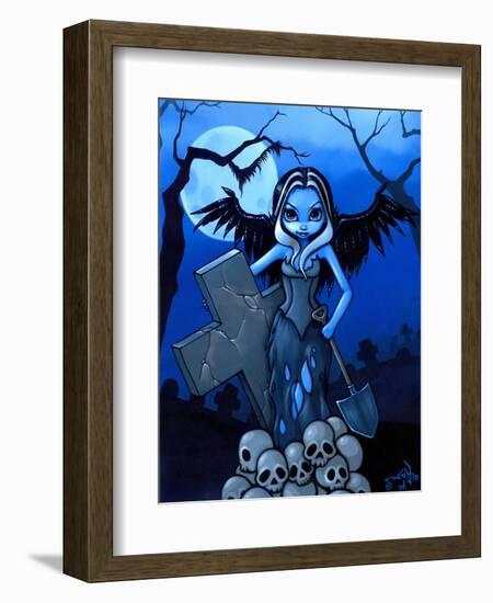 Gravedigger - a Gothic Angel-Jasmine Becket-Griffith-Framed Art Print