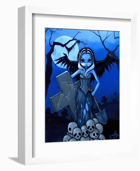 Gravedigger - a Gothic Angel-Jasmine Becket-Griffith-Framed Art Print