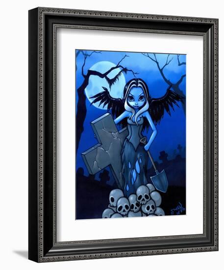 Gravedigger - a Gothic Angel-Jasmine Becket-Griffith-Framed Art Print