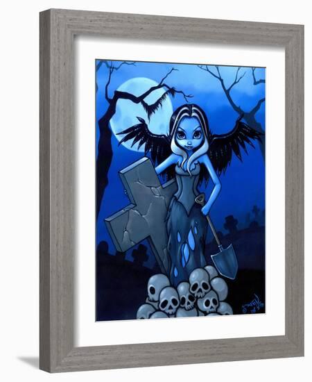 Gravedigger - a Gothic Angel-Jasmine Becket-Griffith-Framed Art Print