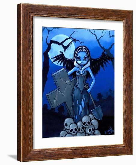 Gravedigger - a Gothic Angel-Jasmine Becket-Griffith-Framed Art Print