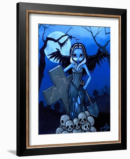 Gravedigger - a Gothic Angel-Jasmine Becket-Griffith-Framed Art Print