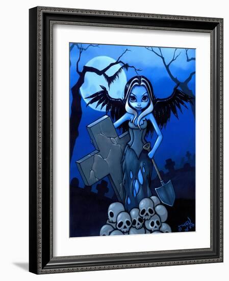 Gravedigger - a Gothic Angel-Jasmine Becket-Griffith-Framed Art Print