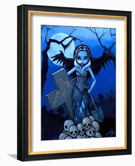 Gravedigger - a Gothic Angel-Jasmine Becket-Griffith-Framed Art Print