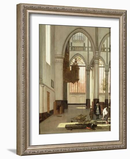 Gravediggers in the West End of the Oude Kerk, Amsterdam (Panel)-Emanuel de Witte-Framed Giclee Print