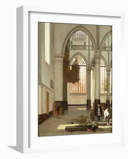 Gravediggers in the West End of the Oude Kerk, Amsterdam (Panel)-Emanuel de Witte-Framed Giclee Print