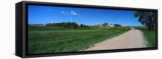Gravel and dirt road through farm, North Dakota, USA-null-Framed Premier Image Canvas