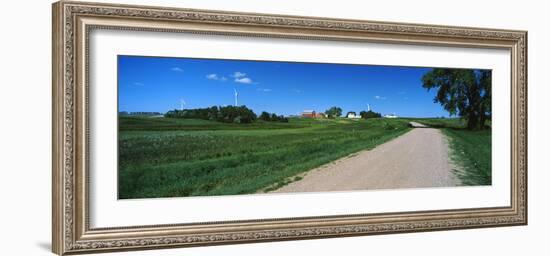 Gravel and dirt road through farm, North Dakota, USA-null-Framed Photographic Print