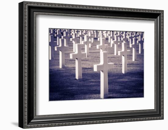 Graves at the American Cemetery, Omaha Beach, Colleville-Sur-Mer, Normandy, France-Russ Bishop-Framed Photographic Print