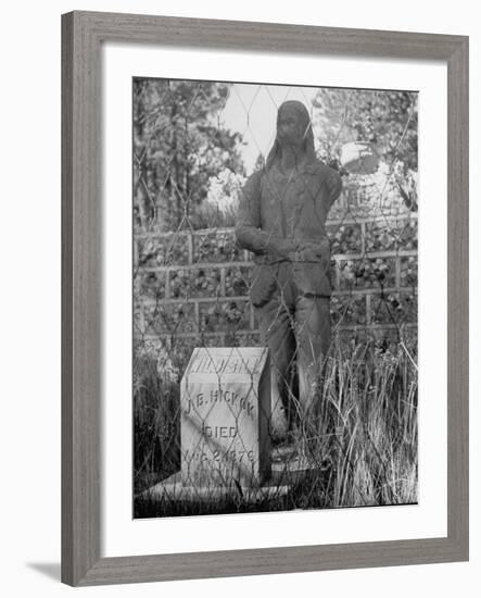 Gravestone of James Butler Hickok with Statue Behind-Alfred Eisenstaedt-Framed Photographic Print