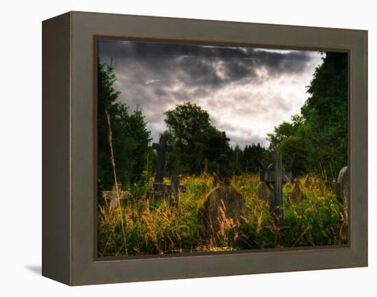 Gravestones at Cathays Cemetery, Cardiff Wales-Clive Nolan-Framed Premier Image Canvas