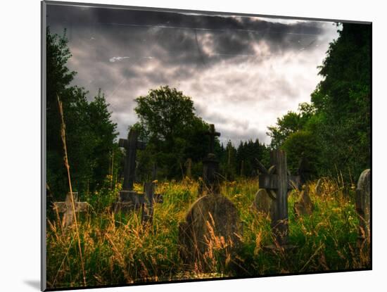 Gravestones at Cathays Cemetery, Cardiff Wales-Clive Nolan-Mounted Photographic Print