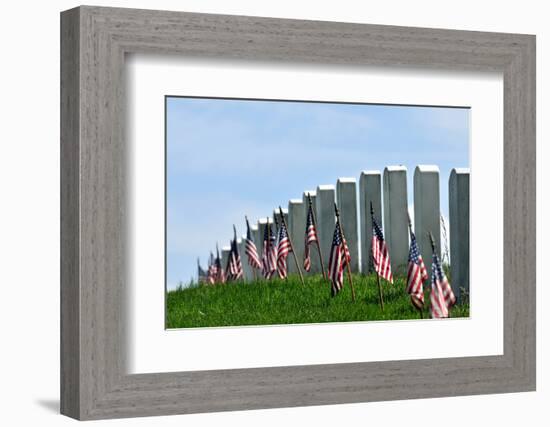 Gravestones Decorated with U.S. Flags to Commemorate Memorial Day at the Arlington National Cemeter-1photo-Framed Photographic Print