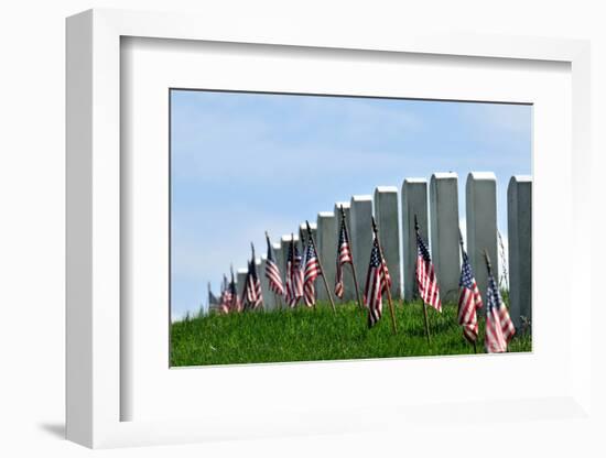 Gravestones Decorated with U.S. Flags to Commemorate Memorial Day at the Arlington National Cemeter-1photo-Framed Photographic Print