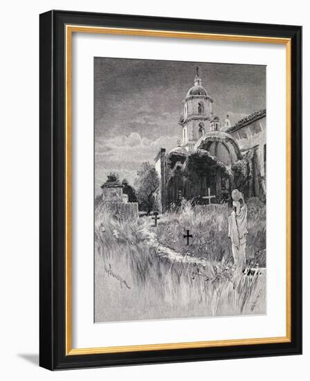 Graveyard and Mission, San Luis Rey De Francia, California, from 'The Century Illustrated Monthly…-Henry Sandham-Framed Giclee Print