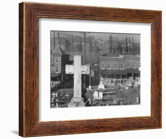 Graveyard and steel mill in Bethlehem, Pennsylvania, 1935-Walker Evans-Framed Photographic Print