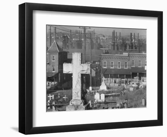 Graveyard and steel mill in Bethlehem, Pennsylvania, 1935-Walker Evans-Framed Photographic Print