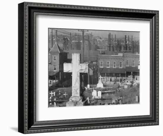 Graveyard and steel mill in Bethlehem, Pennsylvania, 1935-Walker Evans-Framed Photographic Print