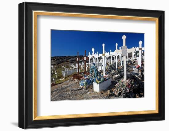 Graveyard on a hill, Ilulissat, Disko Bay, West Coast, Greenland-null-Framed Art Print
