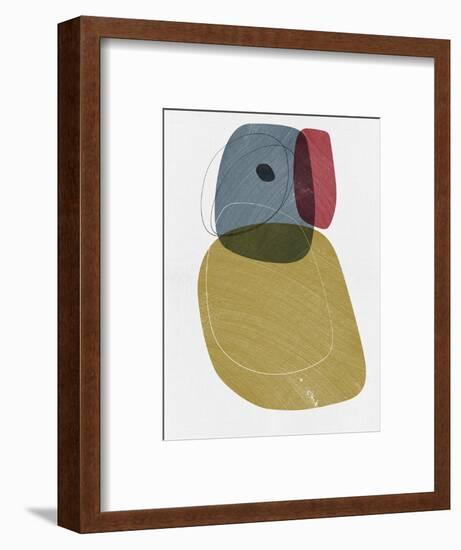 Gray and Dijon Abstract Shapes-Eline Isaksen-Framed Art Print