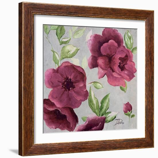 Gray and Plum Florals I-Patricia Pinto-Framed Art Print