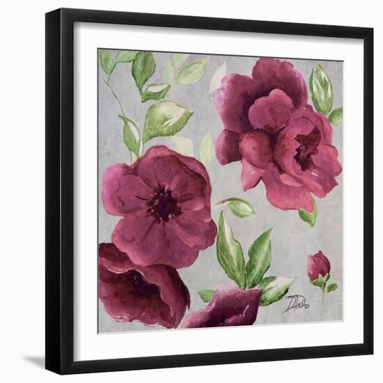 Gray and Plum Florals I-Patricia Pinto-Framed Art Print