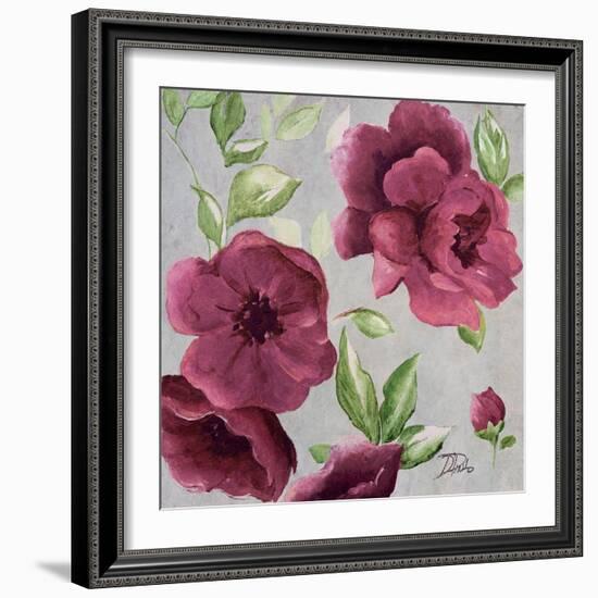 Gray and Plum Florals I-Patricia Pinto-Framed Art Print