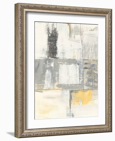 Gray and Yellow Blocks II White-Mike Schick-Framed Art Print