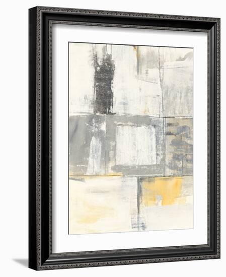 Gray and Yellow Blocks II White-Mike Schick-Framed Art Print