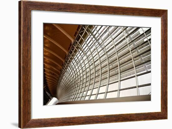 Gray And Yellow Unusual Geometric Ceiling And The Channel Of Building-elwynn-Framed Art Print