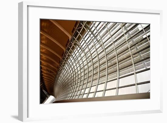 Gray And Yellow Unusual Geometric Ceiling And The Channel Of Building-elwynn-Framed Art Print