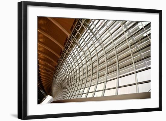 Gray And Yellow Unusual Geometric Ceiling And The Channel Of Building-elwynn-Framed Art Print