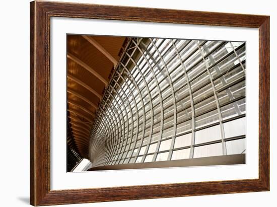 Gray And Yellow Unusual Geometric Ceiling And The Channel Of Building-elwynn-Framed Art Print