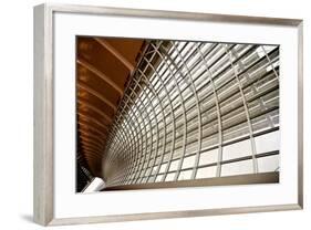 Gray And Yellow Unusual Geometric Ceiling And The Channel Of Building-elwynn-Framed Art Print