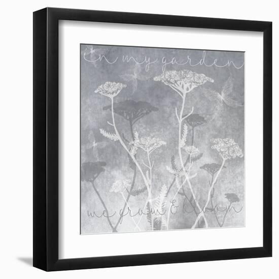 Gray Background with Ghosted White Yarrow and Inspirational Words-Bee Sturgis-Framed Art Print