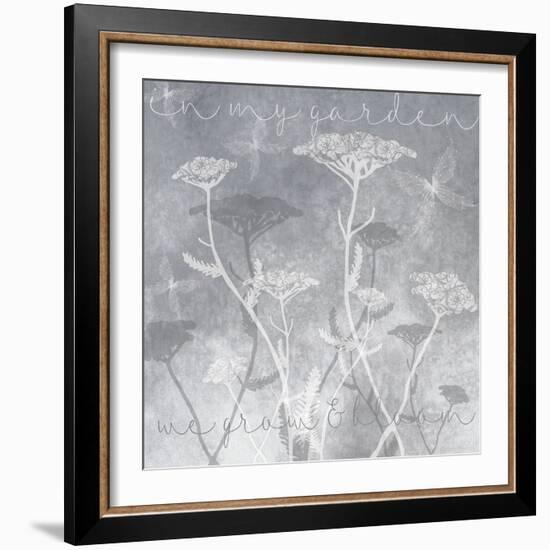 Gray Background with Ghosted White Yarrow and Inspirational Words-Bee Sturgis-Framed Art Print