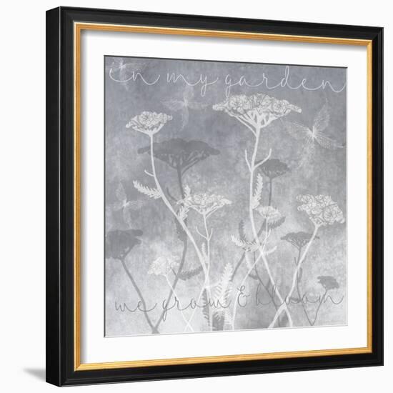 Gray Background with Ghosted White Yarrow and Inspirational Words-Bee Sturgis-Framed Art Print