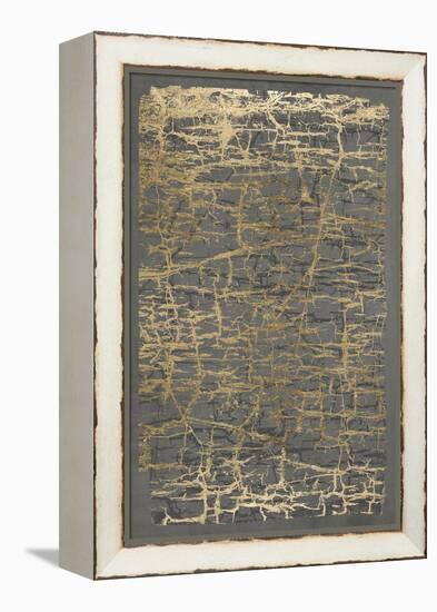 Gray Black Cracks 1-Denise Brown-Framed Stretched Canvas