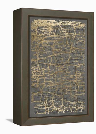 Gray Black Cracks 1-Denise Brown-Framed Stretched Canvas