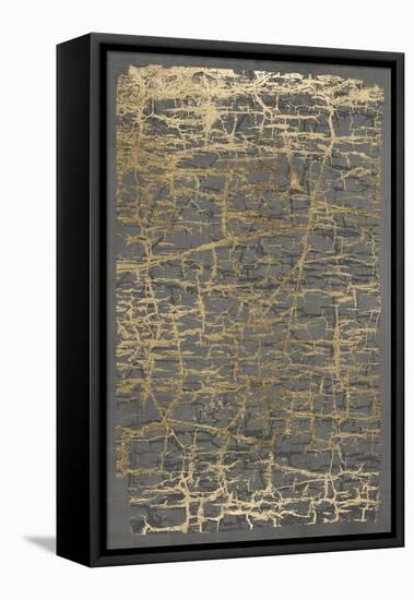 Gray Black Cracks 1-Denise Brown-Framed Stretched Canvas